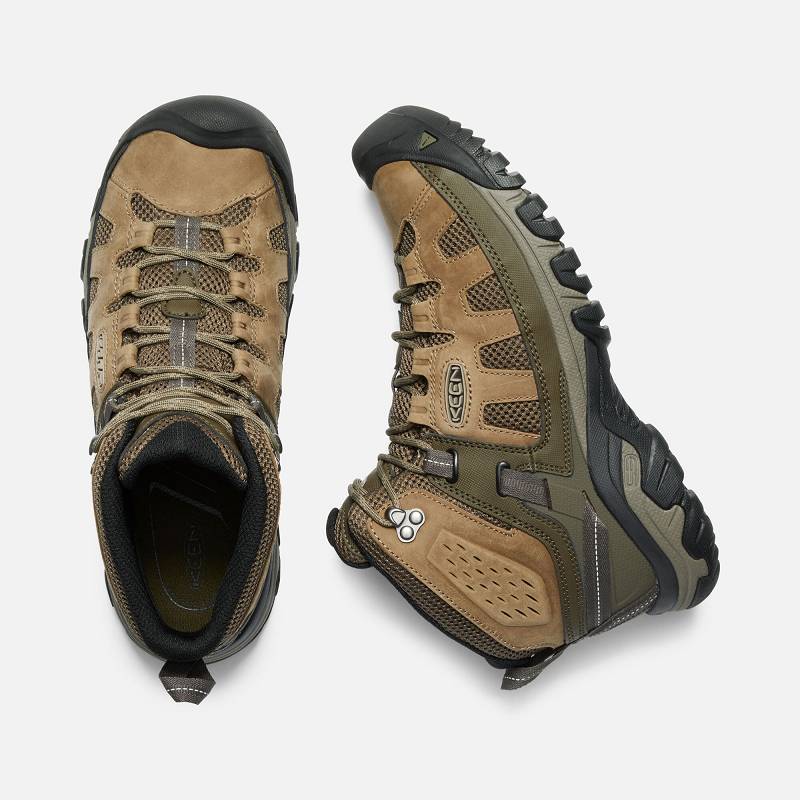 Keen Targhee Vent Mid Wanderstiefel Herren DE-25367 Olivia/Bungee Cord - Keen Herrenschuhe Braun